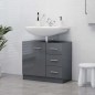vidaXL Mobile Sottolavabo Grigio Lucido 63x30x54 cm in Truciolato vidaXL Mobile Sottolavabo Grigio Lucido 63x30x54 cm in Truciolato
