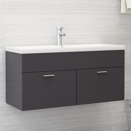 vidaXL Mobile Sottolavabo Grigio Lucido 100x38,5x46 cm in Truciolato