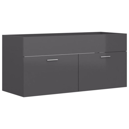 vidaXL Mobile Sottolavabo Grigio Lucido 100x38,5x46 cm in Truciolato