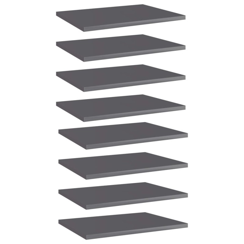 vidaXL Ripiani per Libreria 8 pz Grigio Lucido 40x30x1,5 cm Truciolato vidaXL Ripiani per Libreria 8 pz Grigio Lucido 40x30x1,5 cm Truciolato