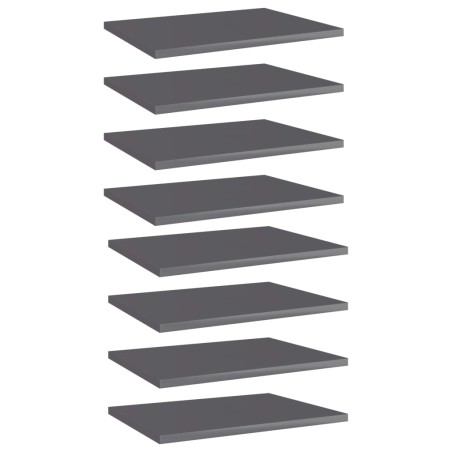 vidaXL Ripiani per Libreria 8 pz Grigio Lucido 40x30x1,5 cm Truciolato