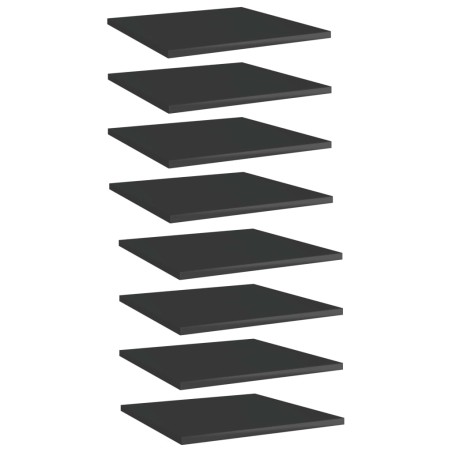 vidaXL Ripiani Libreria 8 pz Nero Lucido 40x40x1,5 cm in Truciolato