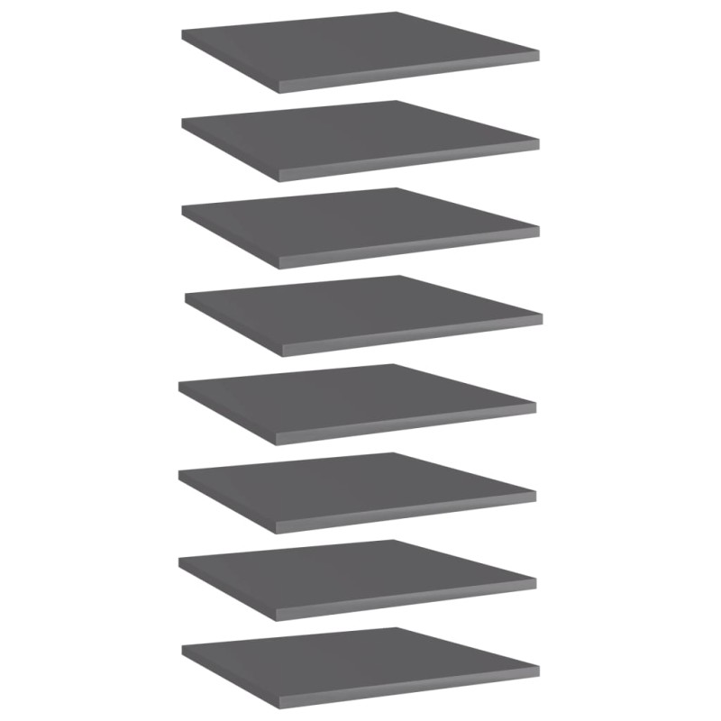 vidaXL Ripiani Libreria 8 pz Grigio Lucido 40x40x1,5 cm in Truciolato vidaXL Ripiani Libreria 8 pz Grigio Lucido 40x40x1,5 cm in Truciolato