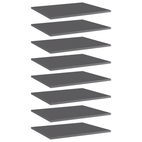 vidaXL Ripiani per Libreria 8 pz Grigio Lucido 60x50x1,5 cm Truciolato