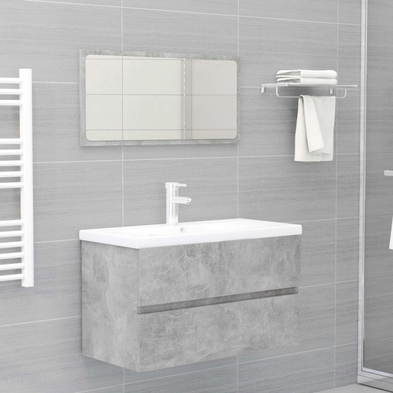 vidaXL Set Mobili da Bagno 2 pz Grigio Cemento in Truciolato vidaXL Set Mobili da Bagno 2 pz Grigio Cemento in Truciolato
