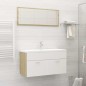 vidaXL Set Mobili da Bagno 2 pz Bianco e Rovere Sonoma in Truciolato vidaXL Set Mobili da Bagno 2 pz Bianco e Rovere Sonoma in Truciolato