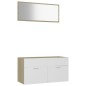 vidaXL Set Mobili da Bagno 2 pz Bianco e Rovere Sonoma in Truciolato vidaXL Set Mobili da Bagno 2 pz Bianco e Rovere Sonoma in Truciolato