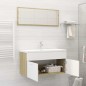 vidaXL Set Mobili da Bagno 2 pz Bianco e Rovere Sonoma in Truciolato vidaXL Set Mobili da Bagno 2 pz Bianco e Rovere Sonoma in Truciolato