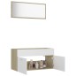 vidaXL Set Mobili da Bagno 2 pz Bianco e Rovere Sonoma in Truciolato vidaXL Set Mobili da Bagno 2 pz Bianco e Rovere Sonoma in Truciolato