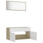 vidaXL Set Mobili da Bagno 2 pz Bianco e Rovere Sonoma in Truciolato vidaXL Set Mobili da Bagno 2 pz Bianco e Rovere Sonoma in Truciolato