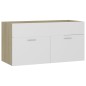 vidaXL Set Mobili da Bagno 2 pz Bianco e Rovere Sonoma in Truciolato vidaXL Set Mobili da Bagno 2 pz Bianco e Rovere Sonoma in Truciolato