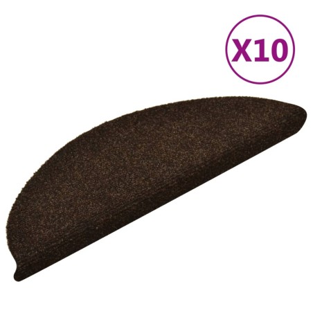vidaXL Tappetini Adesivi per Scale 10 pz Marroni 56x17x3 cm Agugliati