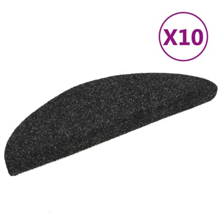 vidaXL Tappetini Adesivi per Scale 10pz 56x17x3 cm Neri Agugliati