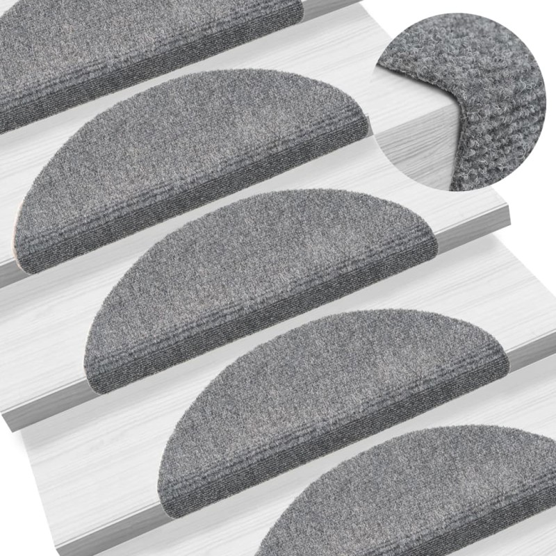 vidaXL Tappetini per Scale Adesivi 10 pz 56x17x3 cm Grigio Chiaro