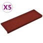 vidaXL Tappetini per Scale 5 pz Bordeaux 65x21x4 cm Tessuto Agugliato vidaXL Tappetini per Scale 5 pz Bordeaux 65x21x4 cm Tessuto Agugliato