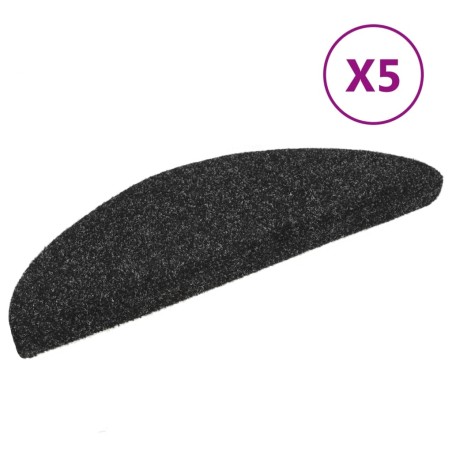vidaXL Tappetini Adesivi per Scale 5 pz 56x17x3 cm Neri Agugliati