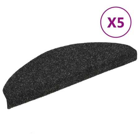 vidaXL Tappetini per Scale Adesivi 5 pz 65x21x4 cm Neri Agugliati