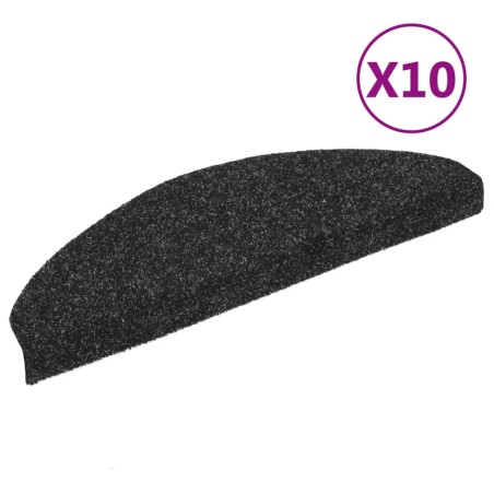 vidaXL Tappetini per Scale Adesivi 10 pz 65x21x4 cm Neri Agugliati