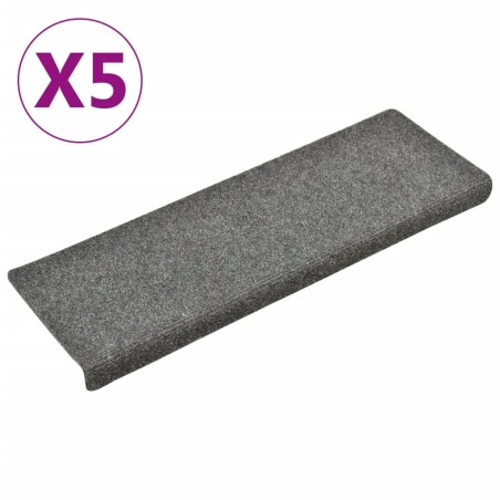vidaXL Tappetini per Scale Agugliati 5 pz 65x21x4 cm Grigio Chiaro