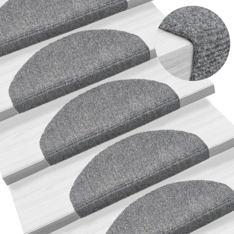 vidaXL Tappetini Scale Adesivi 10pz 65x21x4 cm Grigio Chiaro Agugliati