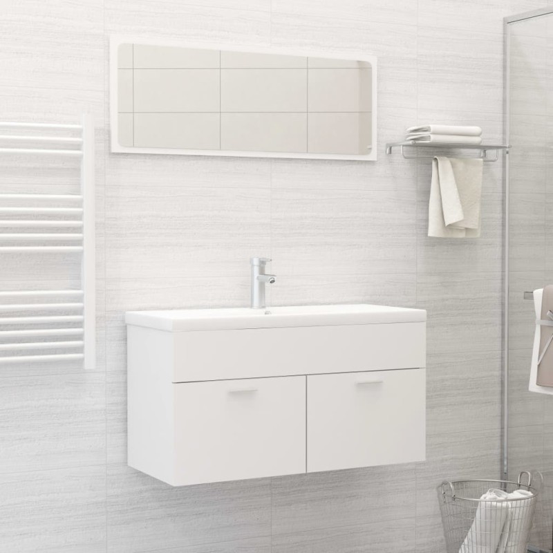 vidaXL Set Mobili da Bagno 2 pz Bianco in Truciolato vidaXL Set Mobili da Bagno 2 pz Bianco in Truciolato