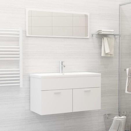 vidaXL Set Mobili da Bagno 2 pz Bianco in Truciolato