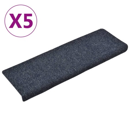 vidaXL Tappetini per Scale Tessuto Agugliato 5 pz 65x21x4 cm Antracite