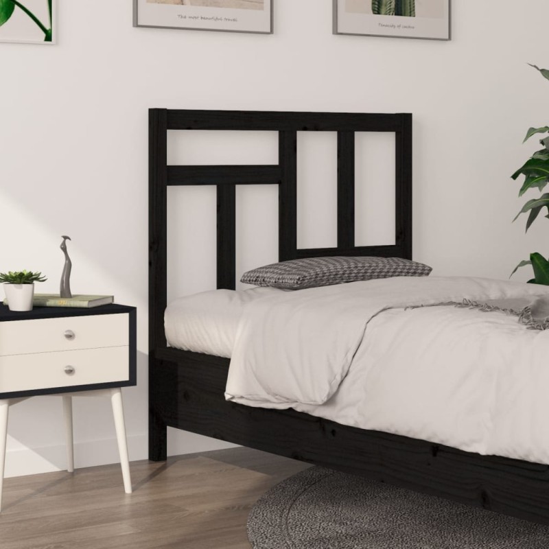 Testiera per Letto Nera 95,5x4x100 cm in Legno Massello di Pino Testiera per Letto Nera 95,5x4x100 cm in Legno Massello di Pino