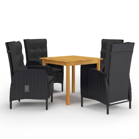 vidaXL Set Mobili da Pranzo per Giardino 5 pz Nero