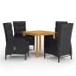 vidaXL Set Mobili da Pranzo per Giardino 5 pz Nero