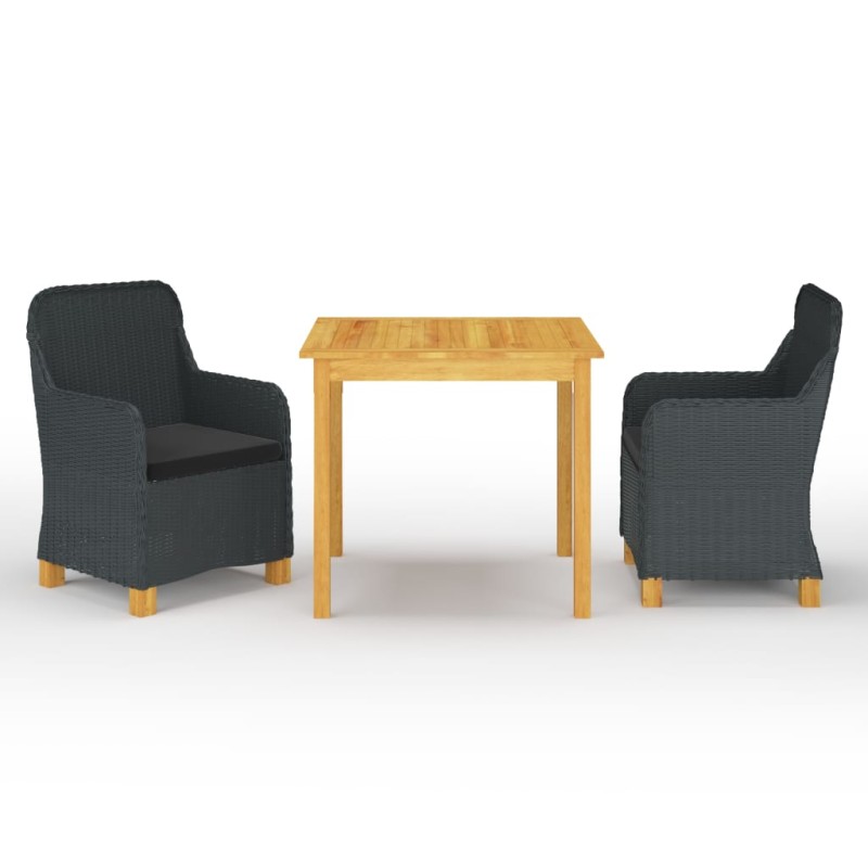 vidaXL Set Mobili da Pranzo per Giardino 3 pz Grigio Scuro vidaXL Set Mobili da Pranzo per Giardino 3 pz Grigio Scuro