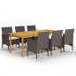 vidaXL Set Mobili da Pranzo per Giardino 7 pz Marrone vidaXL Set Mobili da Pranzo per Giardino 7 pz Marrone