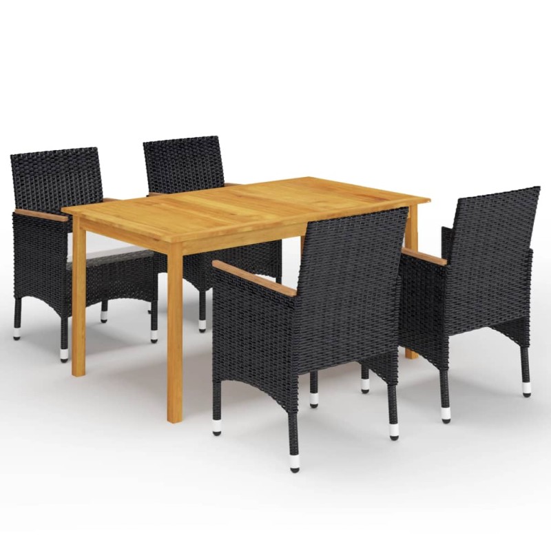vidaXL Set Mobili da Pranzo per Giardino 5 pz Nero vidaXL Set Mobili da Pranzo per Giardino 5 pz Nero