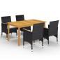 vidaXL Set Mobili da Pranzo per Giardino 5 pz Nero vidaXL Set Mobili da Pranzo per Giardino 5 pz Nero