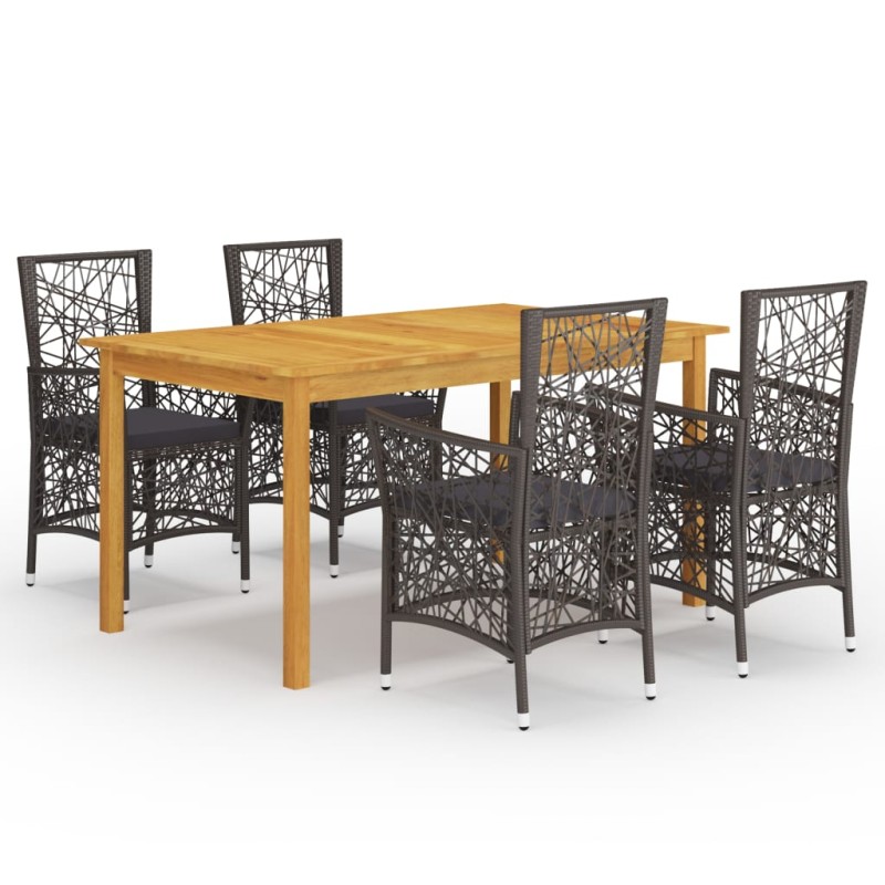 vidaXL Set Mobili da Pranzo per Giardino 5 pz Marrone vidaXL Set Mobili da Pranzo per Giardino 5 pz Marrone