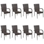 vidaXL Set da Pranzo da Giardino 9 pz Marrone