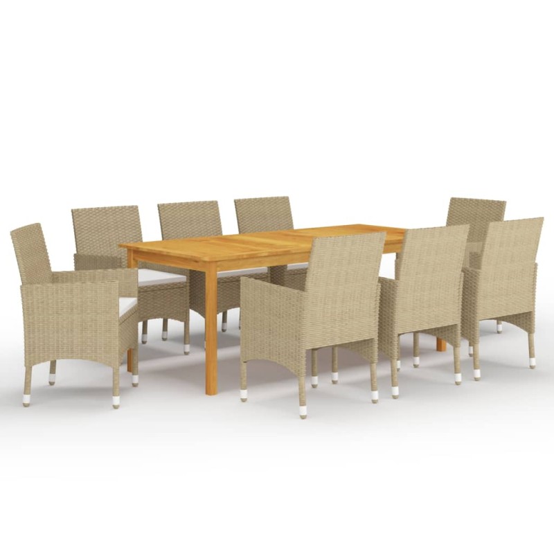 vidaXL Set da Pranzo da Giardino 9 pz Beige vidaXL Set da Pranzo da Giardino 9 pz Beige