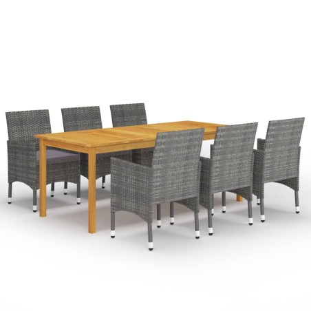 vidaXL Set Mobili da Pranzo per Giardino 7 pz Grigio