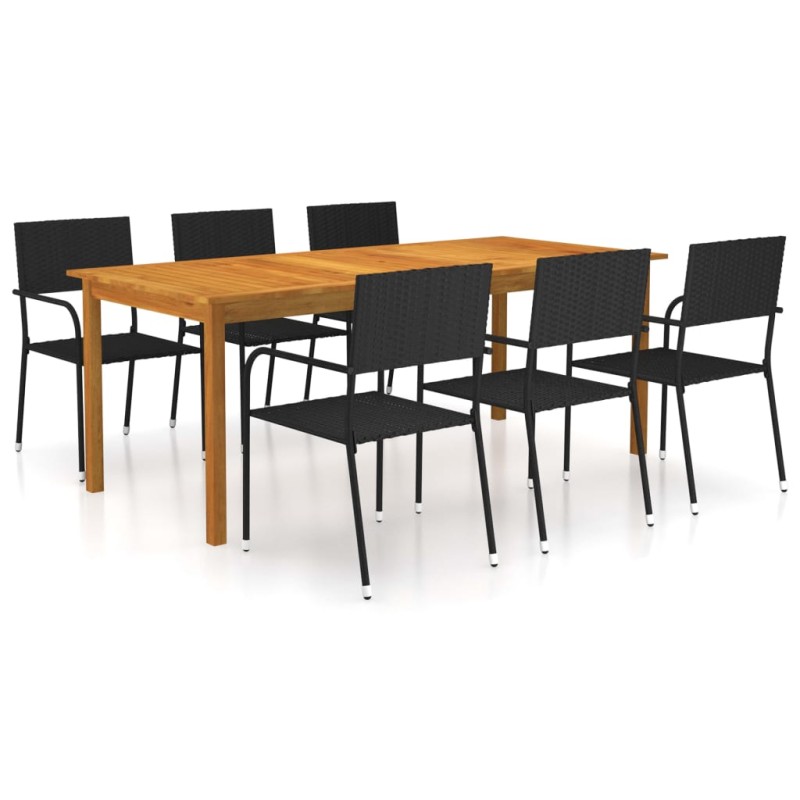 vidaXL Set Mobili da Pranzo per Giardino 7 pz Nero vidaXL Set Mobili da Pranzo per Giardino 7 pz Nero