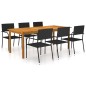 vidaXL Set Mobili da Pranzo per Giardino 7 pz Nero vidaXL Set Mobili da Pranzo per Giardino 7 pz Nero