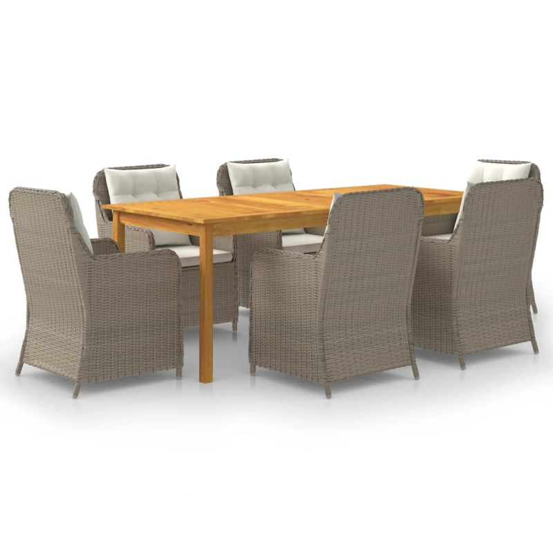 vidaXL Set Mobili da Pranzo per Giardino 7 pz Marrone vidaXL Set Mobili da Pranzo per Giardino 7 pz Marrone