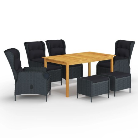 vidaXL Set Mobili da Pranzo per Giardino 7 pz Grigio Scuro
