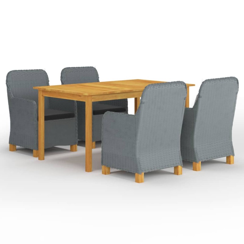 vidaXL Set Mobili da Pranzo per Giardino 5 pz Grigio Chiaro