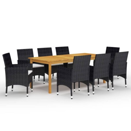 vidaXL Set da Pranzo da Giardino 9 pz Nero