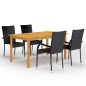 vidaXL Set Mobili da Pranzo per Giardino 5 pz Nero vidaXL Set Mobili da Pranzo per Giardino 5 pz Nero