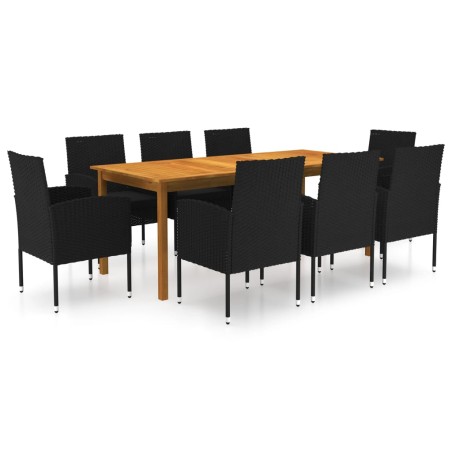 vidaXL Set da Pranzo da Giardino 9 pz Nero