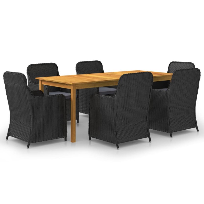 vidaXL Set Mobili da Pranzo per Giardino 7 pz Nero vidaXL Set Mobili da Pranzo per Giardino 7 pz Nero
