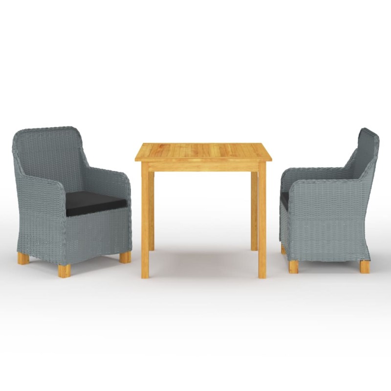 vidaXL Set Mobili da Pranzo per Giardino 3 pz Grigio Chiaro