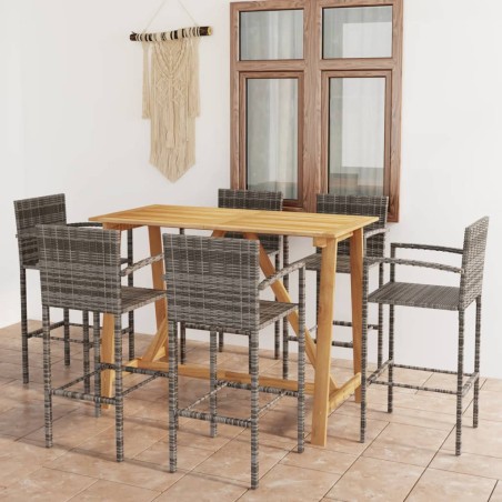 vidaXL Set Bar da Giardino 7 pz Grigio