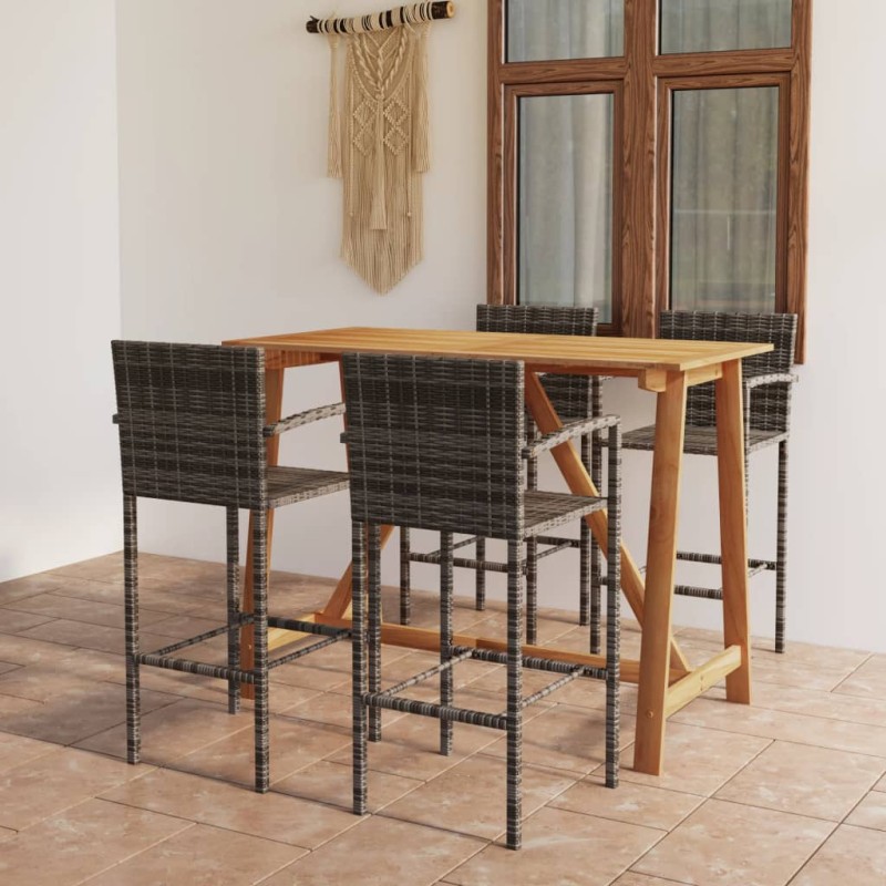 vidaXL Set Bar da Giardino 5 pz Grigio vidaXL Set Bar da Giardino 5 pz Grigio